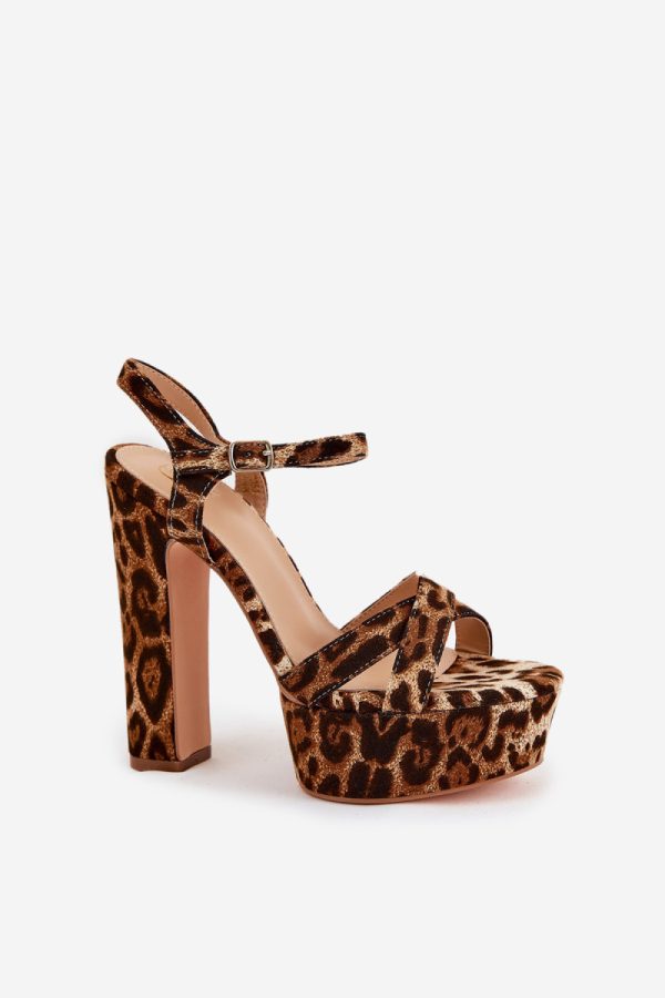 Brown Heel Sandals in Sandals & Flip-Flops For Women with Fabric, Footbed and Heel Height