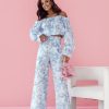 Blue Set in Pants, Trousers, Shorts with Len and Viscose