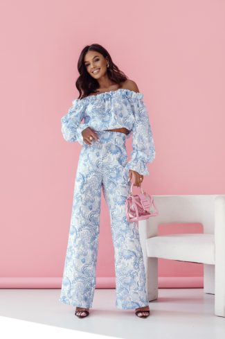 Blue Set in Pants, Trousers, Shorts with Len and Viscose