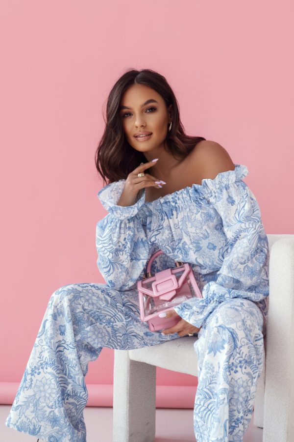 Blue Set in Pants, Trousers, Shorts with Len and Viscose