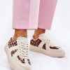 Beige Sport Shoes in Women`s Athletic Shoes, Trainers, Sneakers with Fabric, Footbed, Upper Height and Platform Height