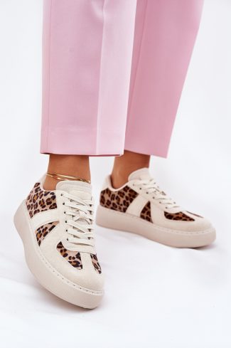 Beige Sport Shoes in Women`s Athletic Shoes, Trainers, Sneakers with Fabric, Footbed, Upper Height and Platform Height
