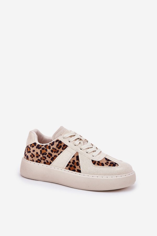 Beige Sport Shoes in Women`s Athletic Shoes, Trainers, Sneakers with Fabric, Footbed, Upper Height and Platform Height