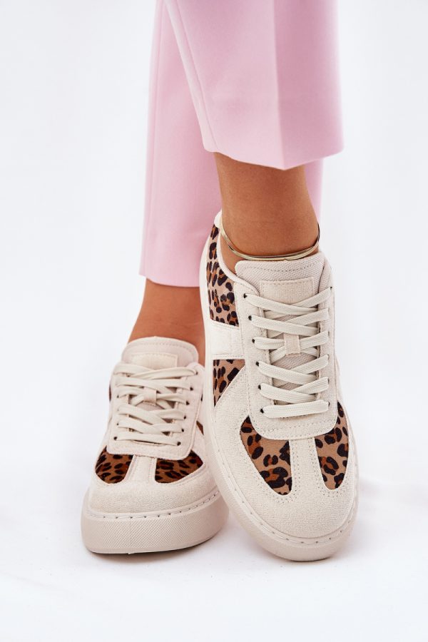 Beige Sport Shoes in Women`s Athletic Shoes, Trainers, Sneakers with Fabric, Footbed, Upper Height and Platform Height