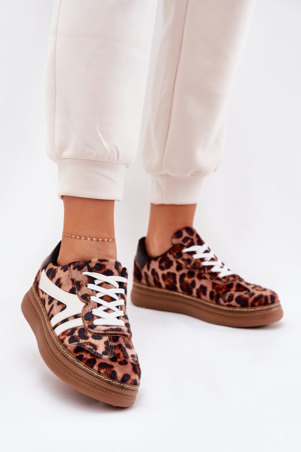 Brown Platform Sneakers in Women`s Athletic Shoes, Trainers, Sneakers with Fabric, Footbed, Upper Height and Platform Height