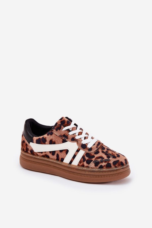 Brown Platform Sneakers in Women`s Athletic Shoes, Trainers, Sneakers with Fabric, Footbed, Upper Height and Platform Height
