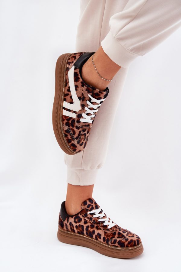 Brown Platform Sneakers in Women`s Athletic Shoes, Trainers, Sneakers with Fabric, Footbed, Upper Height and Platform Height