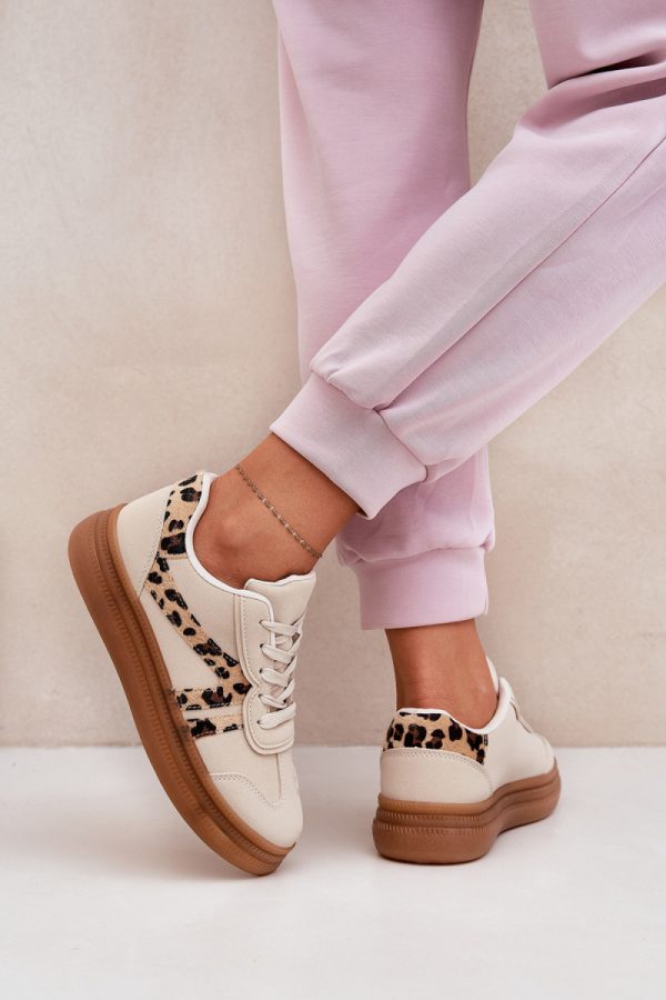 Beige Sport Shoes in Women`s Athletic Shoes, Trainers, Sneakers with Fabric, Footbed, Upper Height and Platform Height
