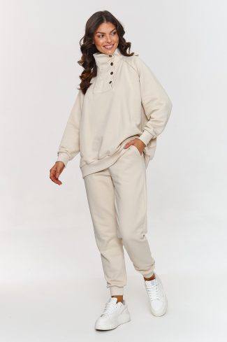 Beige Set in Pants, Trousers, Shorts with Cotton and Spandex
