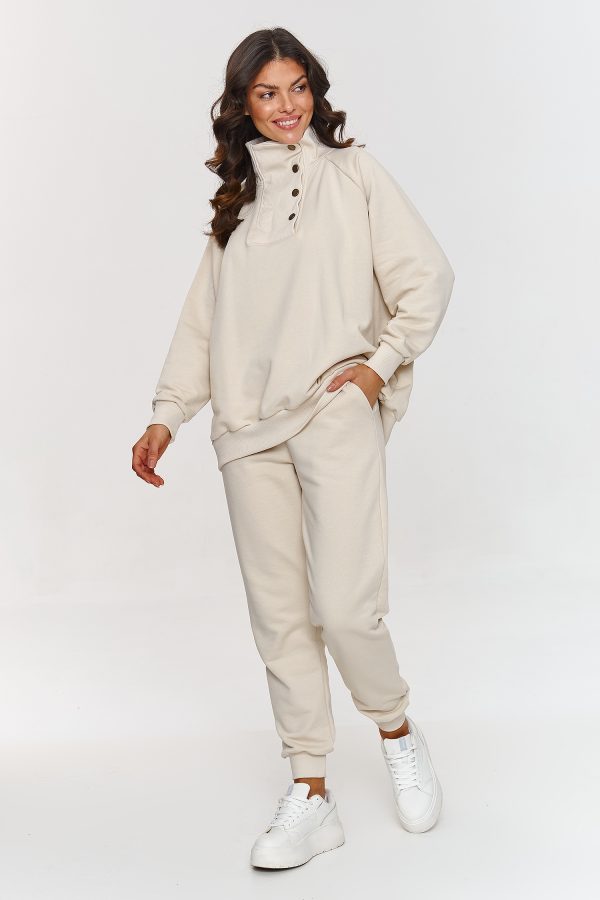 Beige Set in Pants, Trousers, Shorts with Cotton and Spandex