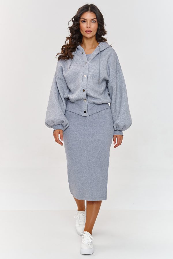 Grey Set in Day Dresses with Cotton and Spandex