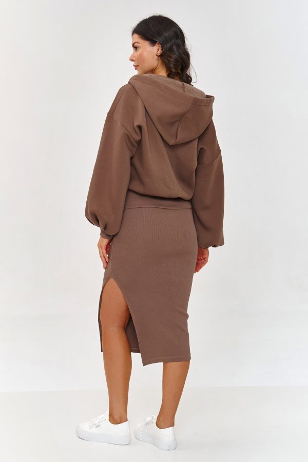 Brown Set in Day Dresses with Cotton and Spandex