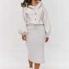 Beige Set in Day Dresses with Cotton and Spandex