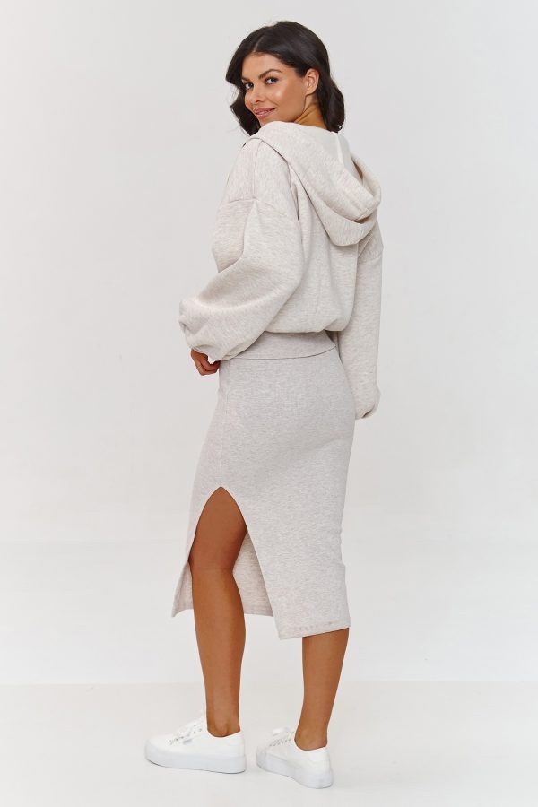 Beige Set in Day Dresses with Cotton and Spandex