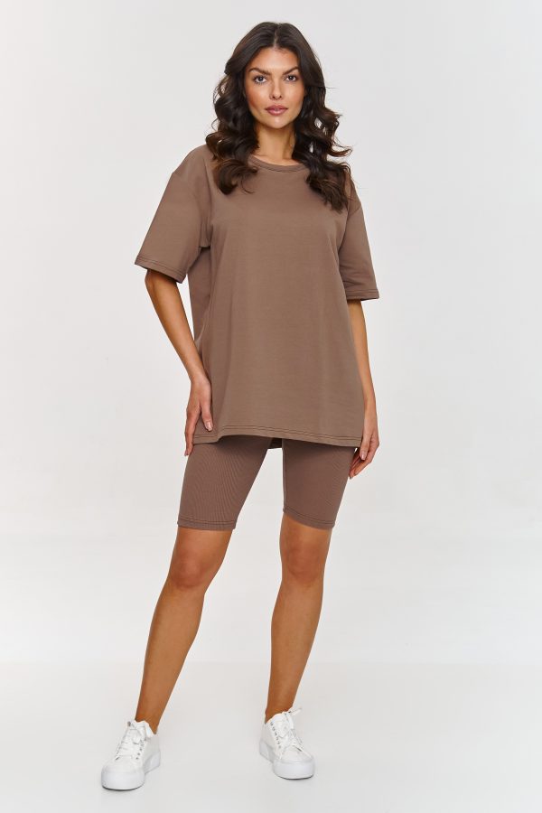 Brown Set in Pants, Trousers, Shorts with Cotton and Spandex