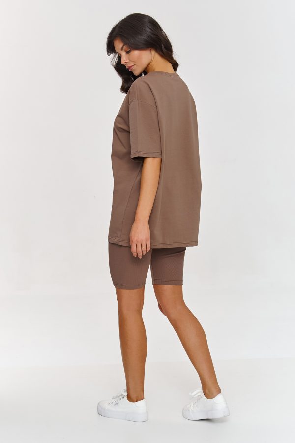Brown Set in Pants, Trousers, Shorts with Cotton and Spandex
