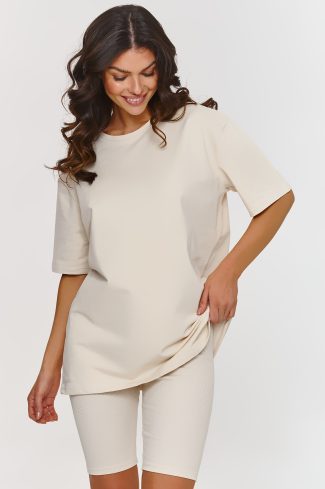 Beige Set in Pants, Trousers, Shorts with Cotton and Spandex