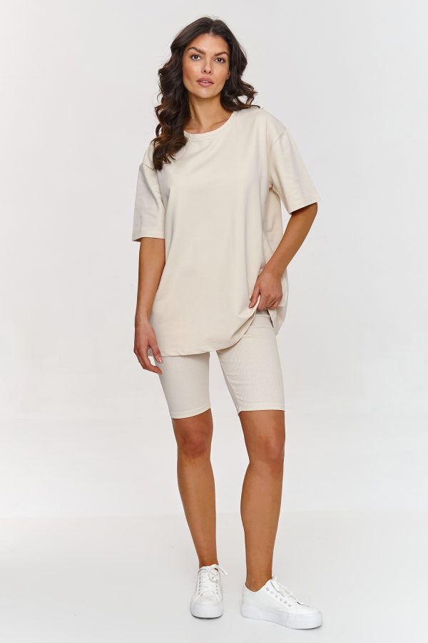 Beige Set in Pants, Trousers, Shorts with Cotton and Spandex