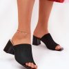 1072180.jpg Black Heeled Sandals in Sandals & Flip-Flops For Women with Fabric, Footbed and Heel Height