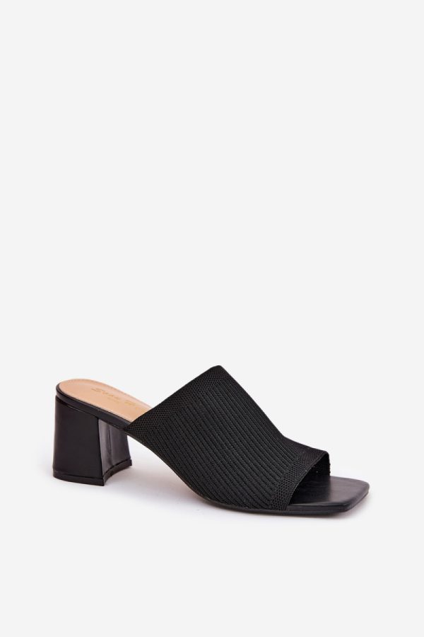 Black Heeled Sandals in Sandals & Flip-Flops For Women with Fabric, Footbed and Heel Height