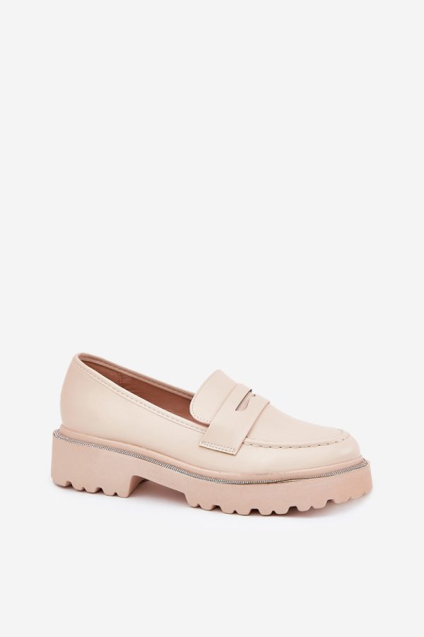 Beige Mocassin in Moccasins, Loafers with Fabric, Footbed, Upper Height and Heel Height