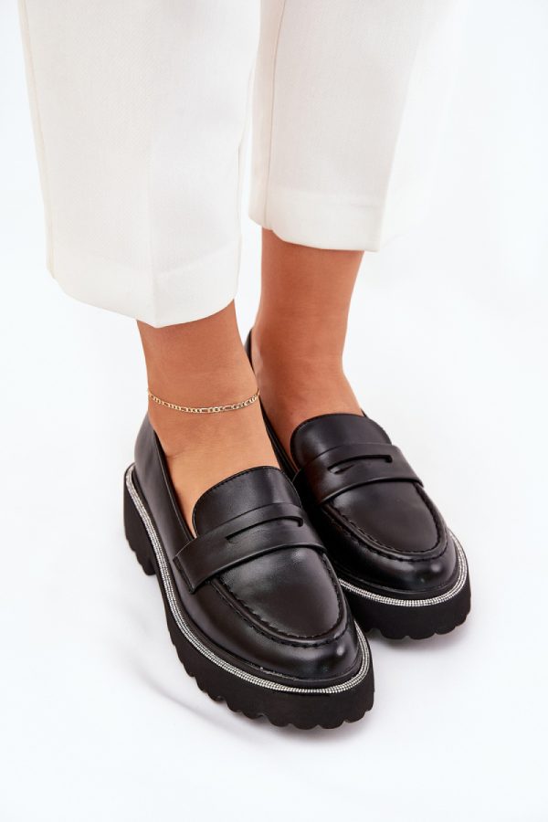 Black Mocassin in Moccasins, Loafers with Fabric, Footbed, Upper Height and Heel Height