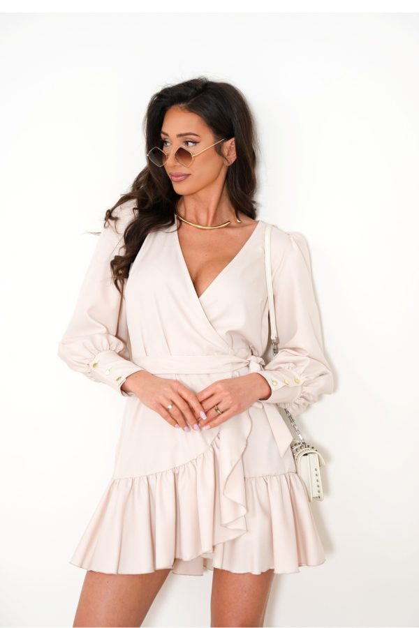 Beige Daydress in Day Dresses with Spandex and Viscose