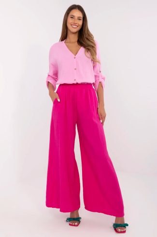 Pink Women Trousers in Pants, Trousers, Shorts with Cotton