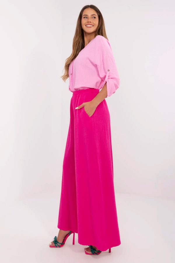 Pink Women Trousers in Pants, Trousers, Shorts with Cotton