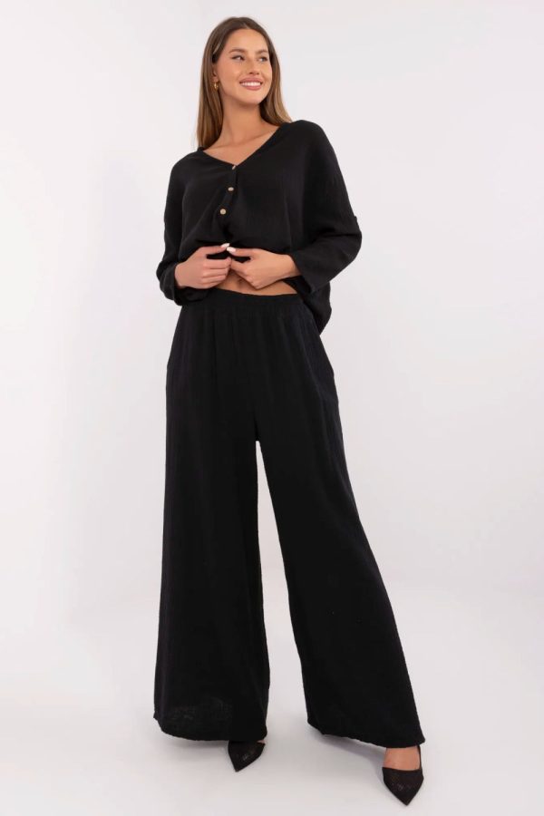 Black Women Trousers in Pants, Trousers, Shorts with Cotton