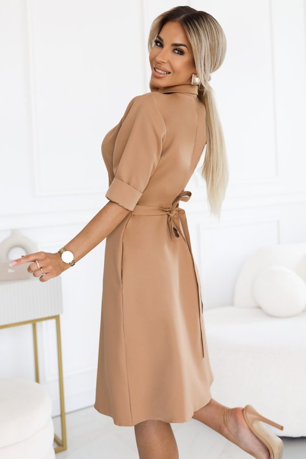 Beige Daydress in Day Dresses with Spandex and Polyester