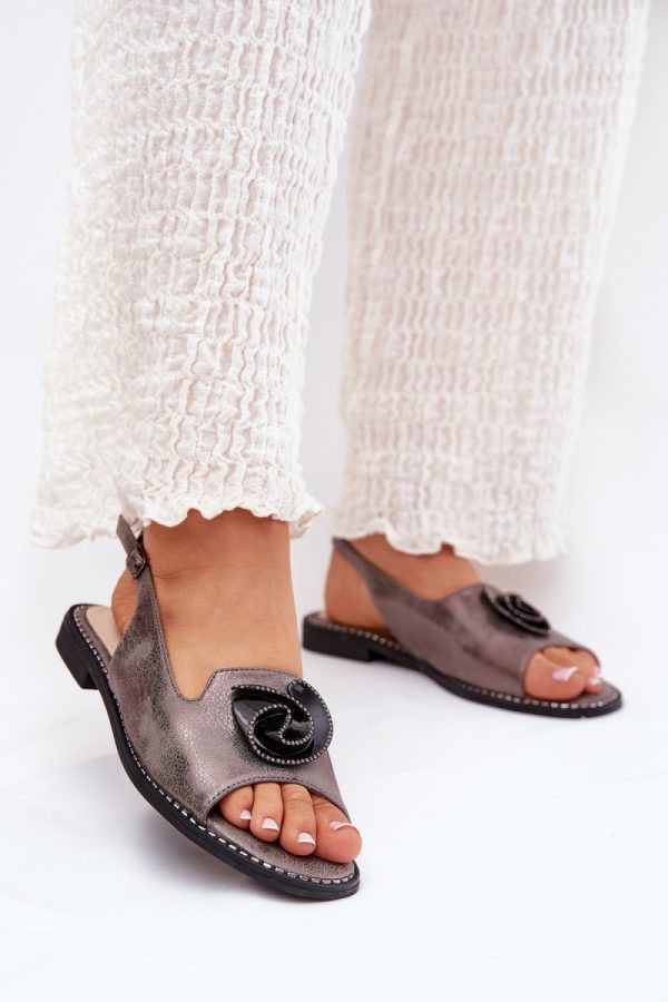 Grey Sandals in Sandals & Flip-Flops For Women with Fabric, Footbed and Heel Height