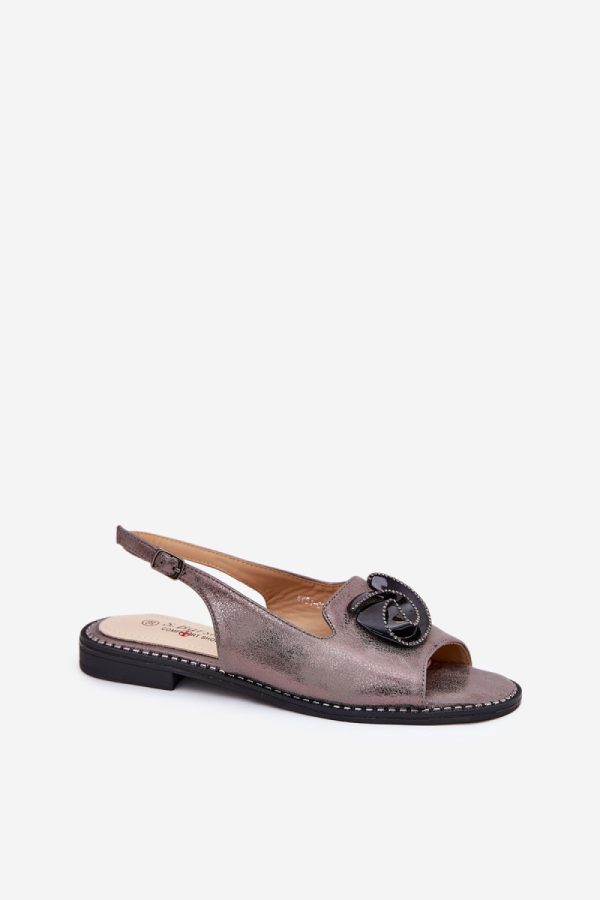Grey Sandals in Sandals & Flip-Flops For Women with Fabric, Footbed and Heel Height