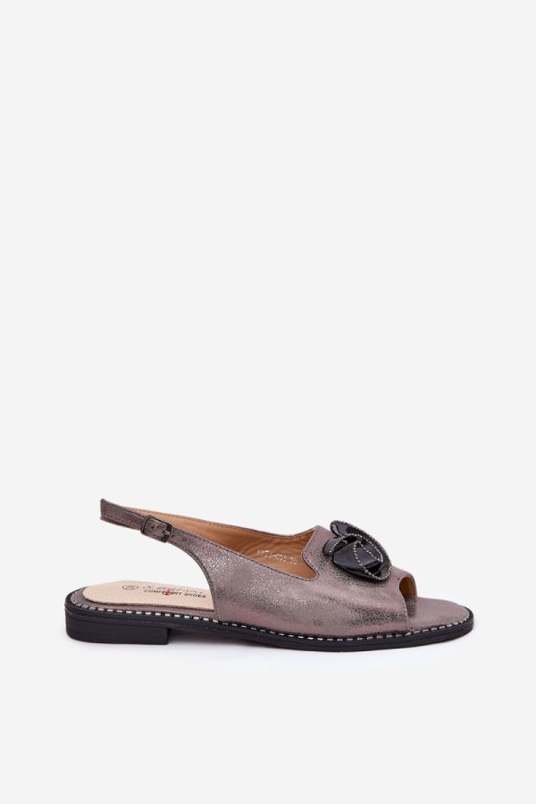 Grey Sandals in Sandals & Flip-Flops For Women with Fabric, Footbed and Heel Height