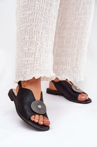 Black Sandals in Sandals & Flip-Flops For Women with Fabric, Footbed and Heel Height