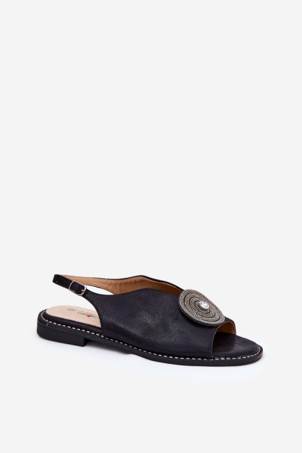 Black Sandals in Sandals & Flip-Flops For Women with Fabric, Footbed and Heel Height