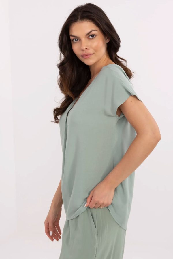 Green Blouse in Women`s Blouses, Tunics with Viscose