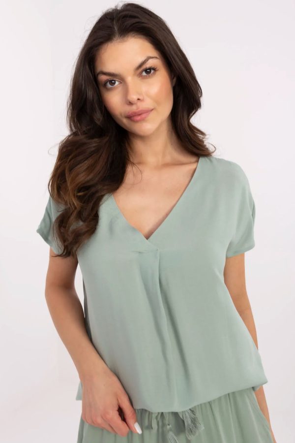 Green Blouse in Women`s Blouses, Tunics with Viscose