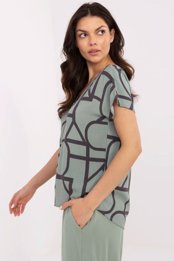 Green Blouse in Women`s Blouses, Tunics with Viscose