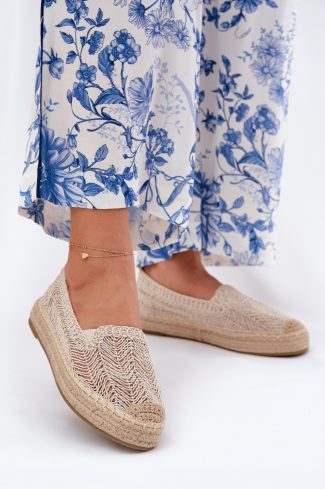Beige Espadrille in Ballet Flats, Ballet Pumps For Women with Fabric, Footbed, Upper Height and Platform Height