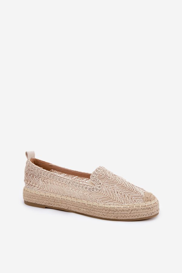Beige Espadrille in Ballet Flats, Ballet Pumps For Women with Fabric, Footbed, Upper Height and Platform Height