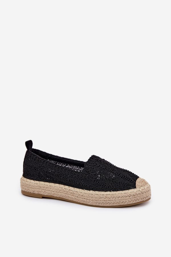 Black Espadrille in Ballet Flats, Ballet Pumps For Women with Fabric, Footbed, Upper Height and Platform Height