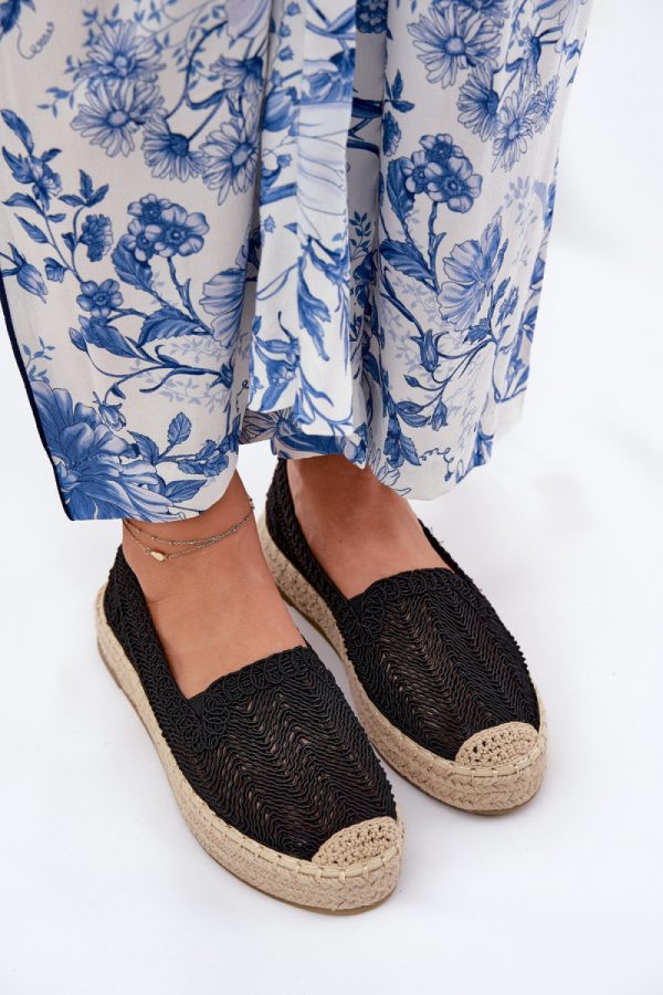 Black Espadrille in Ballet Flats, Ballet Pumps For Women with Fabric, Footbed, Upper Height and Platform Height