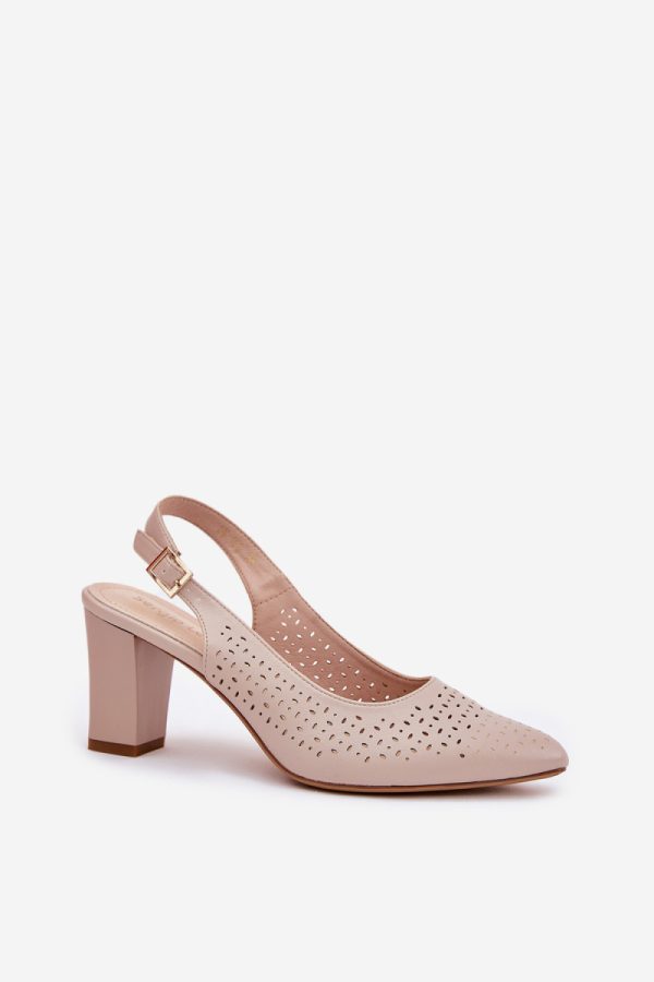 Beige Heel Sandals in Sandals & Flip-Flops For Women with Fabric, Footbed and Heel Height