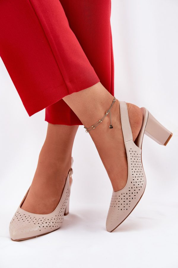 Beige Heel Sandals in Sandals & Flip-Flops For Women with Fabric, Footbed and Heel Height