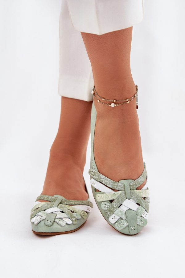 Green Ballet Flats in Ballet Flats, Ballet Pumps For Women with Fabric, Footbed, Upper Height and Heel Height