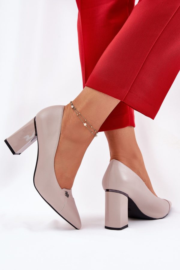 grey Block heel pumps model 211982 Step in style