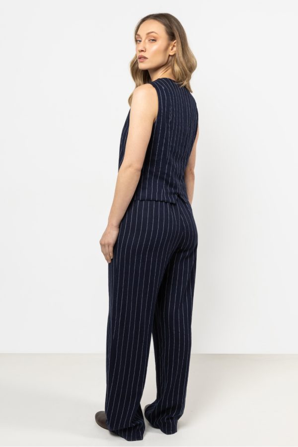 Navy Blue Gilet in Jackets, Vests For Women with Len and Viscose