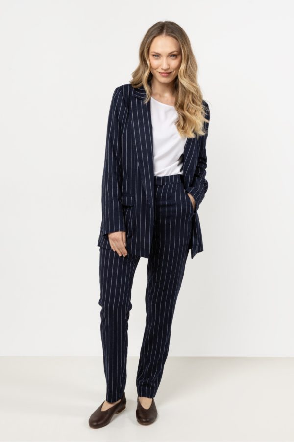 Navy Blue Women Trousers in Pants, Trousers, Shorts with Len and Viscose