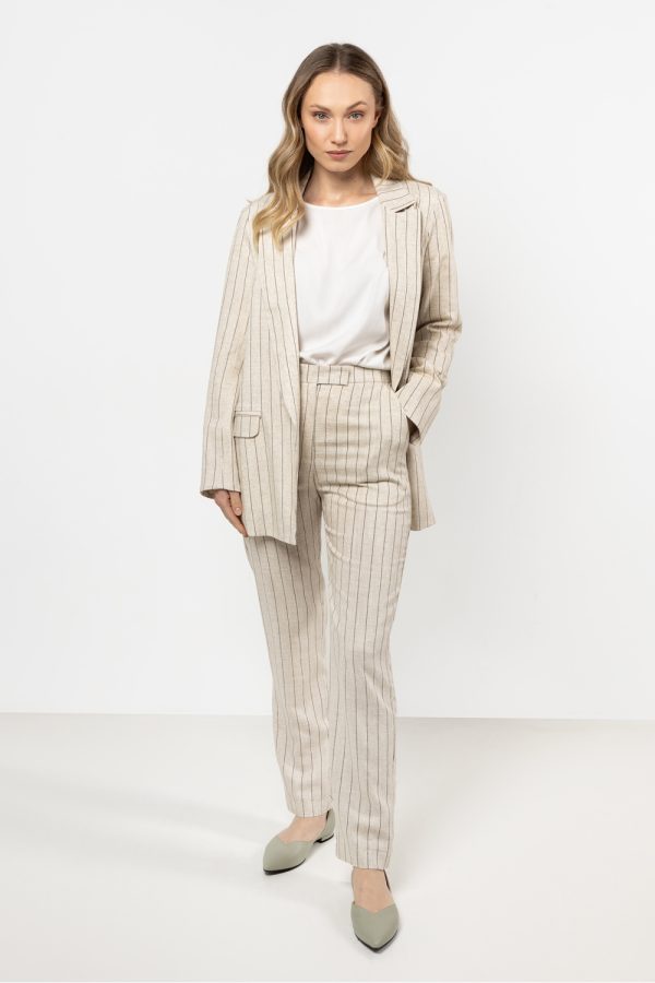 Beige Women Trousers in Pants, Trousers, Shorts with Len and Viscose